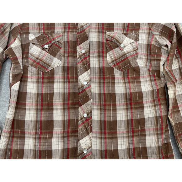 VTG H Bar C Ranchwear Men's Pearl Snap Shirt Permanent Press Long Tail USA - Picture 3 of 16